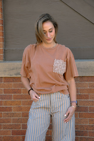 Crochet Pocket Mineral Washed Top