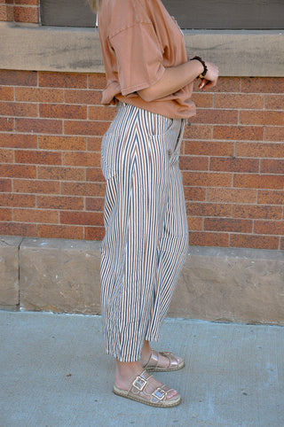 Barrel Leg Min Wash Striped Jeans