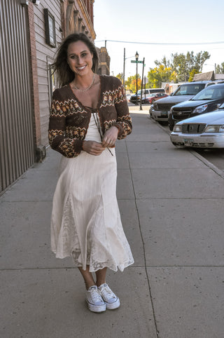 Lace Panel Textured Midi Skirt, view 9 | JQ Clothing Co.