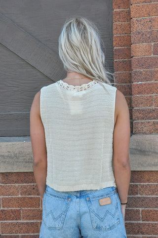 Crochet Trimmed Sweater Vest