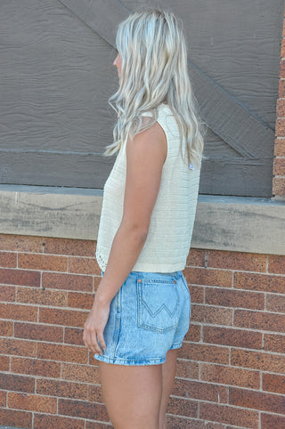 Crochet Trimmed Sweater Vest