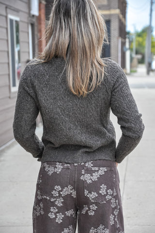 Cropped Cable Knit Cardigan