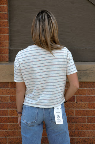 Cropped French Terry Boxy Striped Top