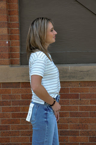 Cropped French Terry Boxy Striped Top