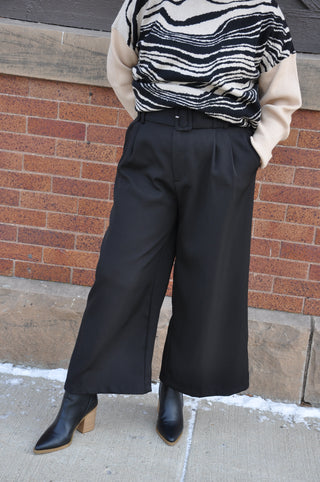 Cropped High Waist Wide Leg Pant