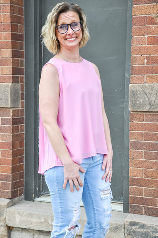 Crystal Pleated Lined Tank Top