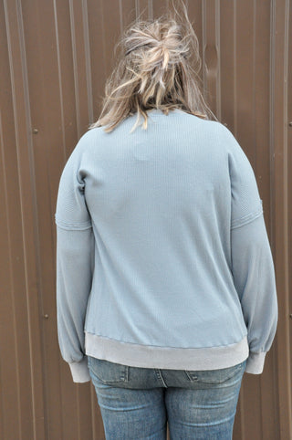 Curvy Acid Washed Thermal Pullover