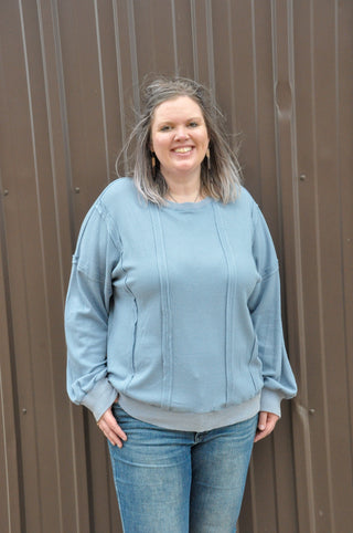 Curvy Acid Washed Thermal Pullover