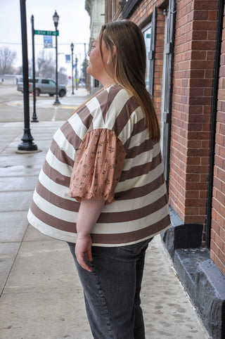 Curvy Bold Striped Knit Top