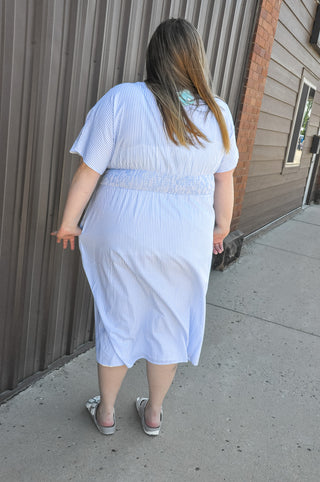 Curvy Button Down Pintucked Waist Dress