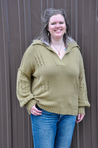 Curvy Cable Knit LS Sweater