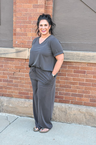 Curvy Charcoal Jersey Pant