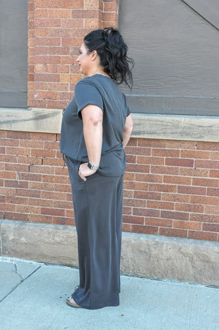 Curvy Charcoal Jersey Pant