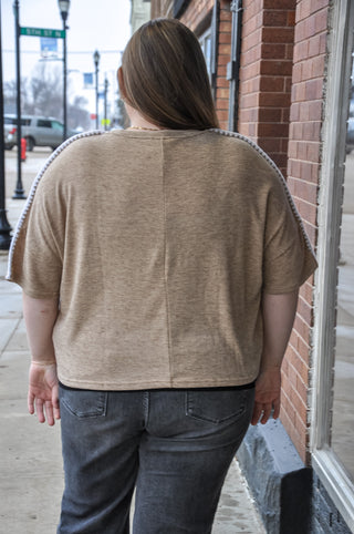 Curvy Contrast Stitch Detail Knit Top