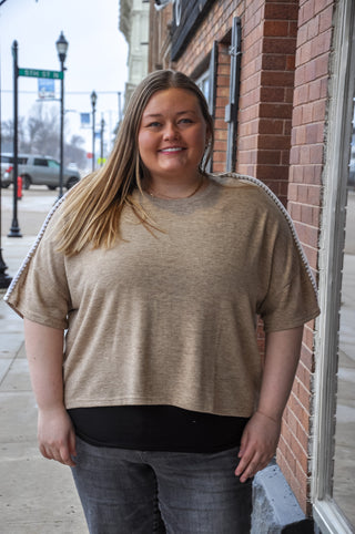 Curvy Contrast Stitch Detail Knit Top