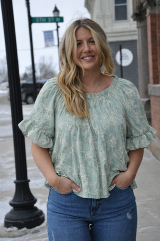 Curvy Embroidered Babydoll Blouse