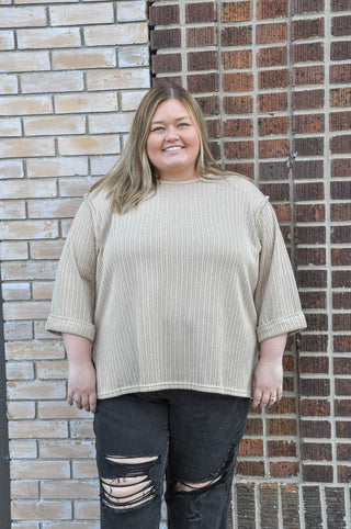 Curvy Folly Folded Sleeve Knit Top | JQ Clothing Co.