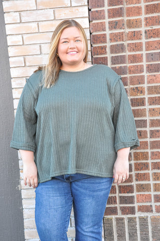 Curvy Folly Folded Sleeve Knit Top