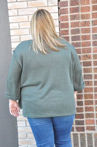 Curvy Folly Folded Sleeve Knit Top