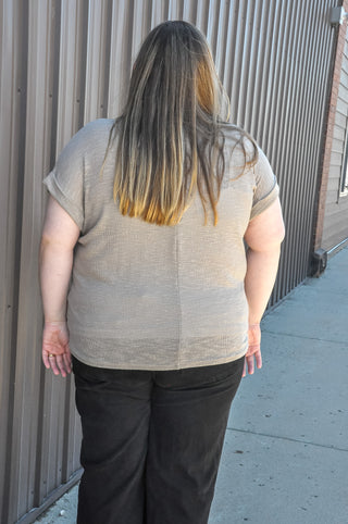 Curvy Hacci Slub Rolled Up Sleeve Tee