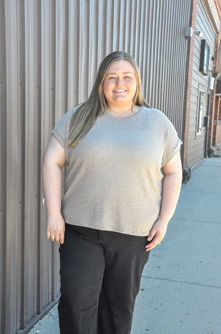 Curvy Hacci Slub Rolled Up Sleeve Tee