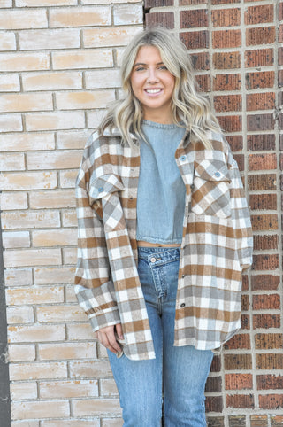 Curvy Lois Plaid Button Shacket