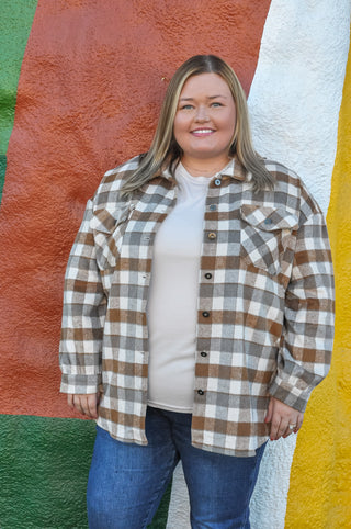 Curvy Lois Plaid Button Shacket