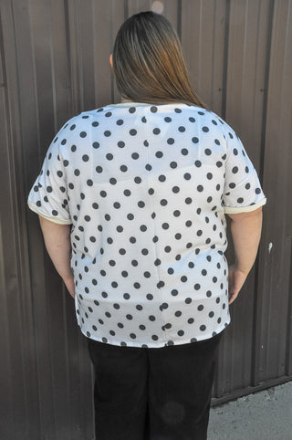 Curvy Oversized Polka Dot SS Top