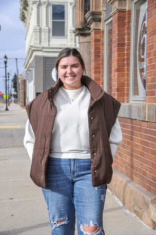 Curvy Oversized Snap Button Puffer Vest