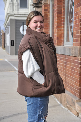 Curvy Oversized Snap Button Puffer Vest