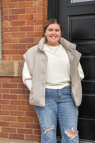 Curvy Oversized Snap Button Puffer Vest