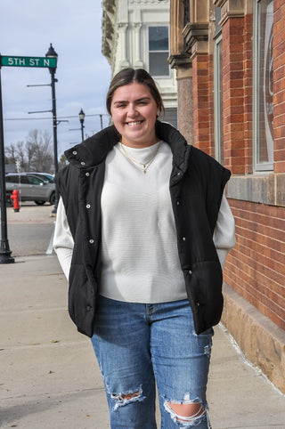 Curvy Oversized Snap Button Puffer Vest