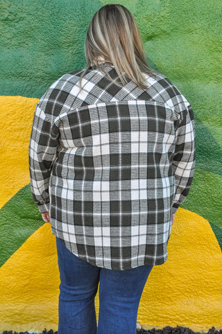 Curvy Peggy Plaid Button Shacket