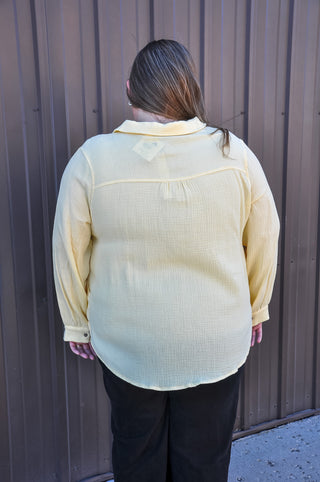 Curvy Pleat Detail Button Down Blouse
