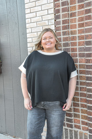 Curvy Ribbed Boat Neck SS Top