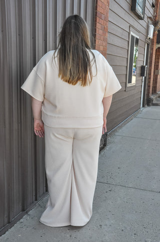 Curvy Ribbed Round Neck Tee & Pants Set