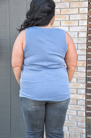 Curvy Ribbed V-Neck Tank Top