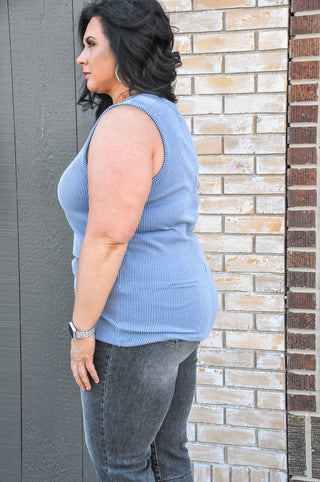 Curvy Ribbed V-Neck Tank Top