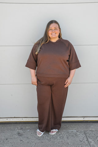 Curvy Scuba 3/4 Sleeve Pullover & Pants Set