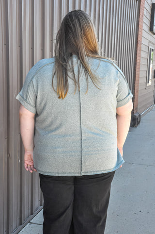 Curvy Soft Melange Hacci V-neck Tee