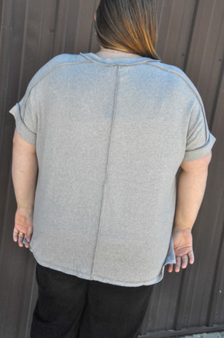 Curvy Soft Melange Hacci V-neck Tee