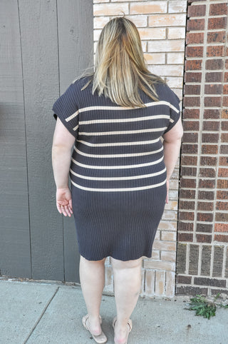 Curvy Storme Striped Sweater Dress