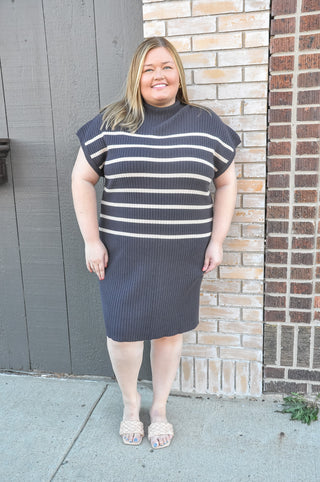 Curvy Storme Striped Sweater Dress