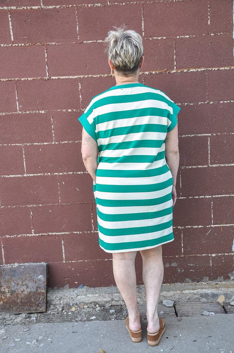 Curvy Stripe Mini Dress w/Side Pocket