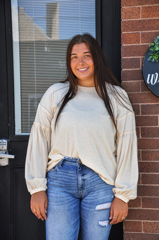 Cute Cream Natural Loose Fit Top