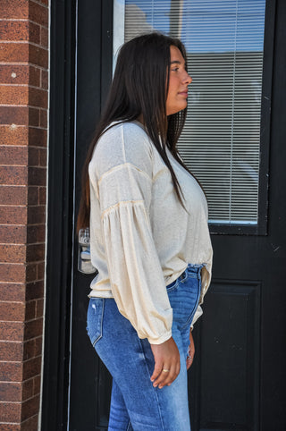 Cute Cream Natural Loose Fit Top