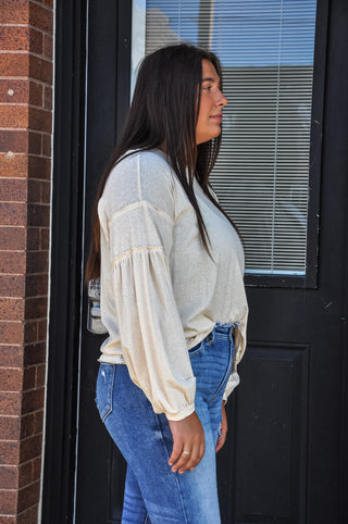 Cute Cream Natural Loose Fit Top