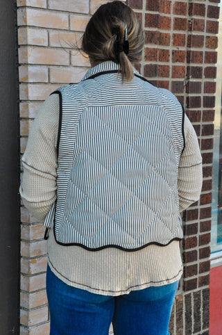 Striped Diamond Pattern Quilted Gilet