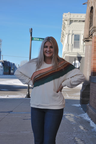 Asymmetrical Stripe Contrast Top