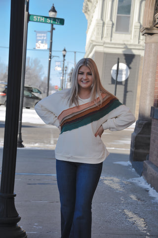 Asymmetrical Stripe Contrast Top